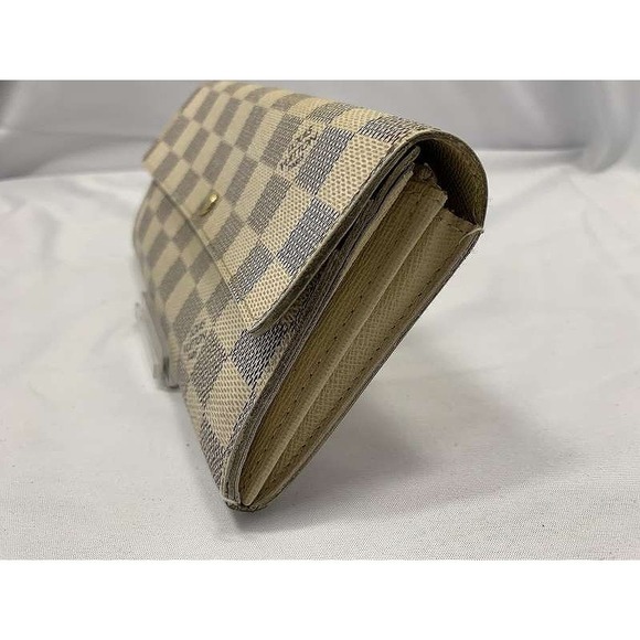 Louis Vuitton Azur White Portefeuille Wallet Sarah Flap Long Damier - Picture 3 of 10